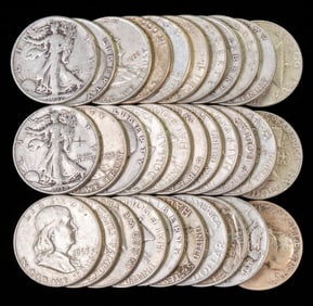 Forty US Franklin Half Dollars $20 Face Value