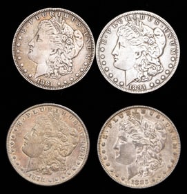 Four US Morgan Silver Dollars