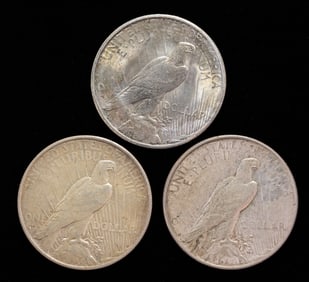 Three US Liberty Peace Dollars 1934 s
