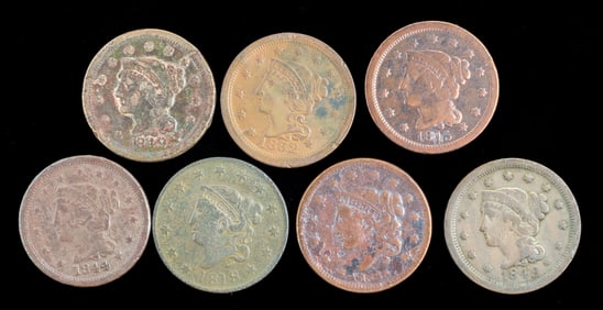 Seven US Large Cents
