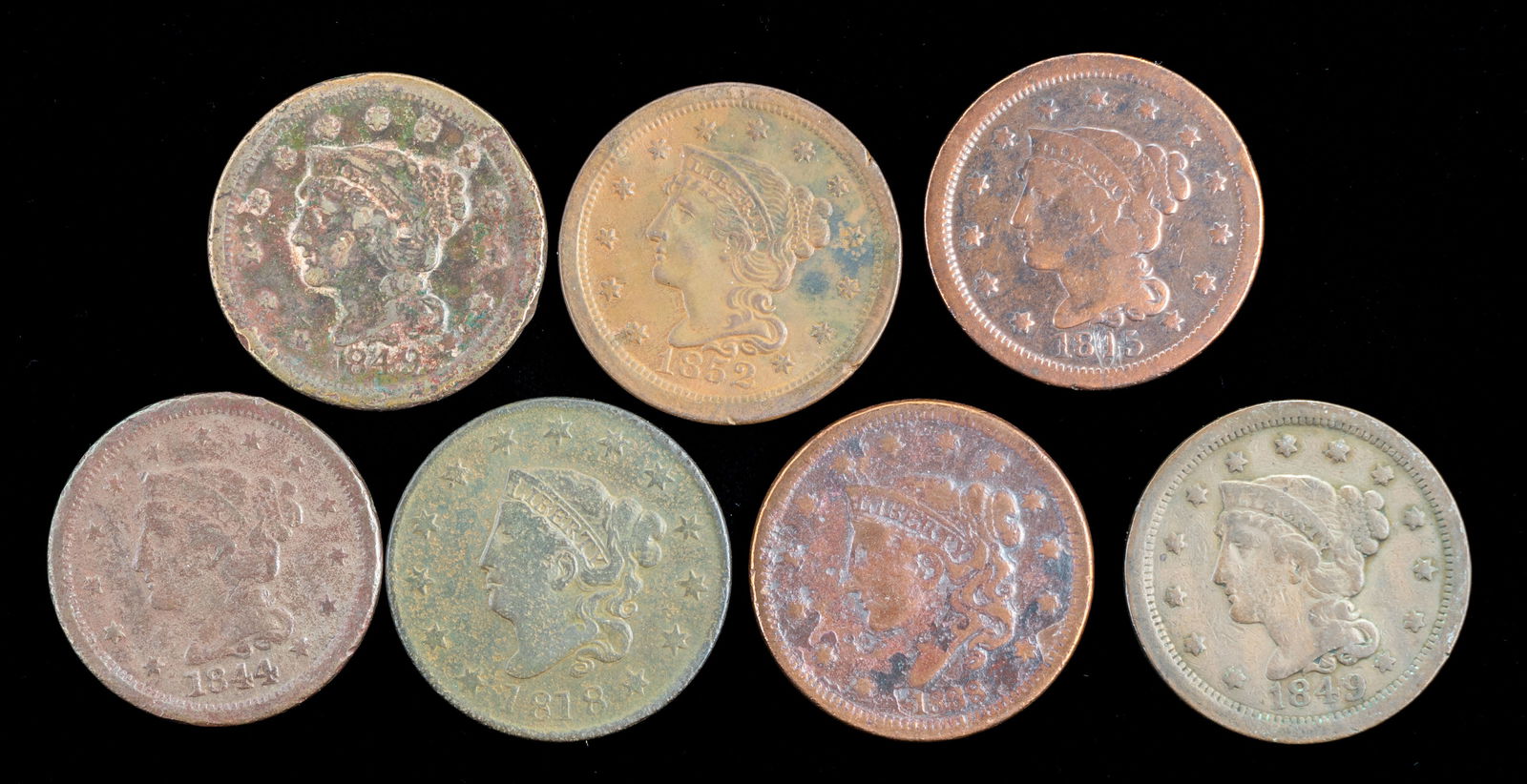 Seven US Large Cents (1 of 2)