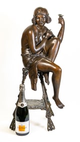 Bronze Sculpture "Flapper Girl" Sculpture signed Bayre Fils