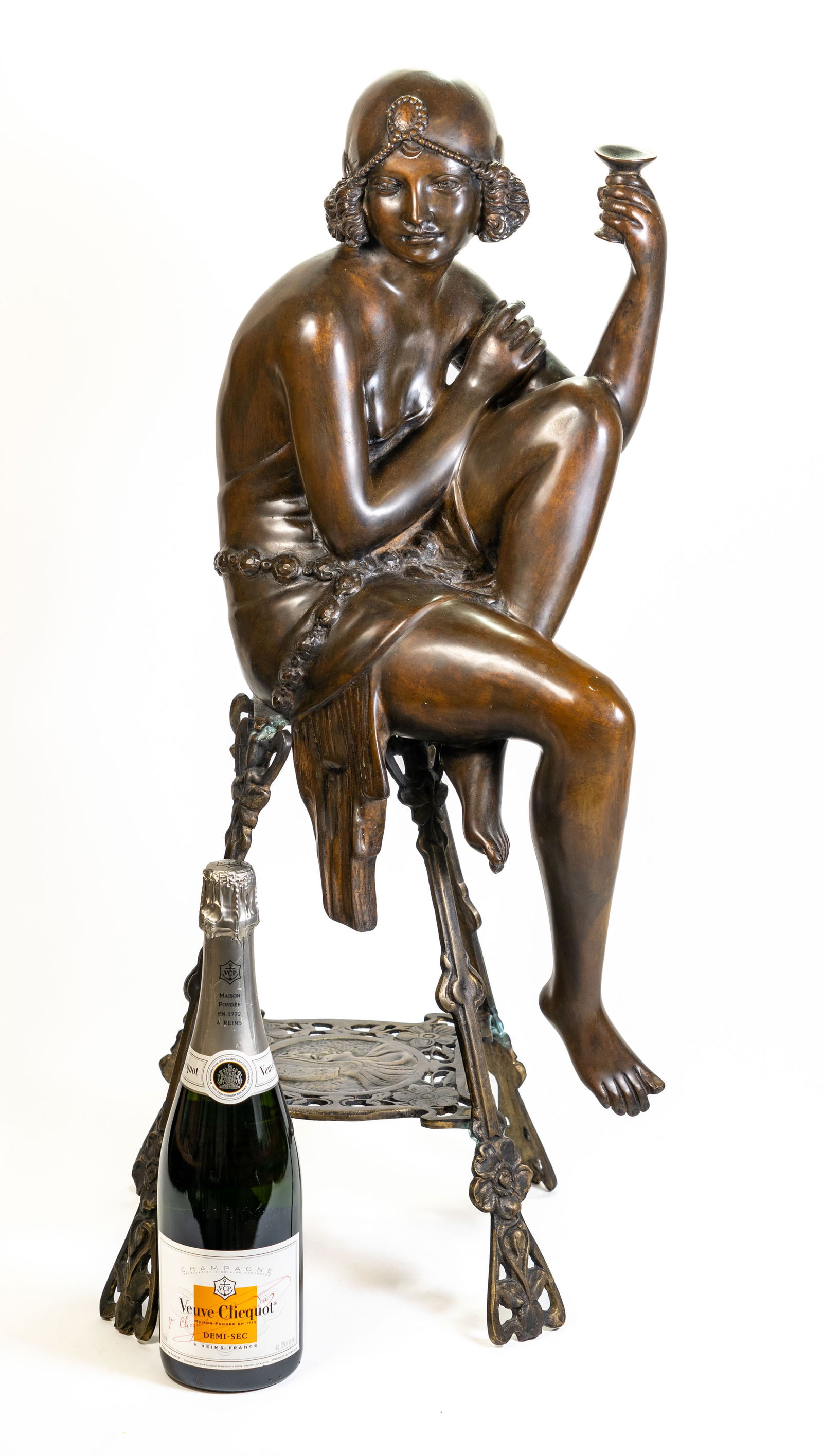 Bronze Sculpture "Flapper Girl" Sculpture signed Bayre Fils