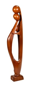 Simon Rander "Lovers"Carved Teak Sculpture