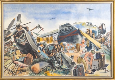 Milton Marx (American, 1898-1973) Watercolor WWII Era
