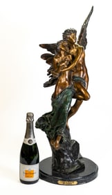 Henri Godet (French, 1863-1937) after Bronze sculpture "Cupid & Psyche"