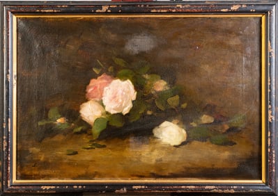 Sill Life Painting of Roses Signed L Francois Lepage (1798-1871) ?