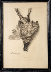 Theodor Aman (Romanian, 1831-1861) Etching Needle Engraving "Pheasant"