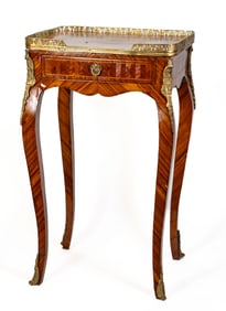 French Louis XV style Marquetry Ormolu Single Drawer Side Table