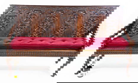 Jacobean style Antique English Oak Bench