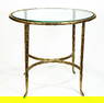 Maison Bague style Gilt metal glass top end table