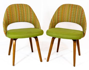 Pair Eero Saarinen for Knoll Wood Leg Executive Chairs