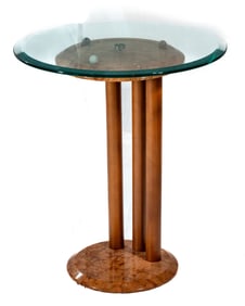 Theodores Glass Marble Wood Accent Table
