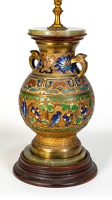 Antique Chinese Cloisonne Onyx Mounted table lamp