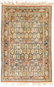 Silk and Wool Hand-Knotted Rug