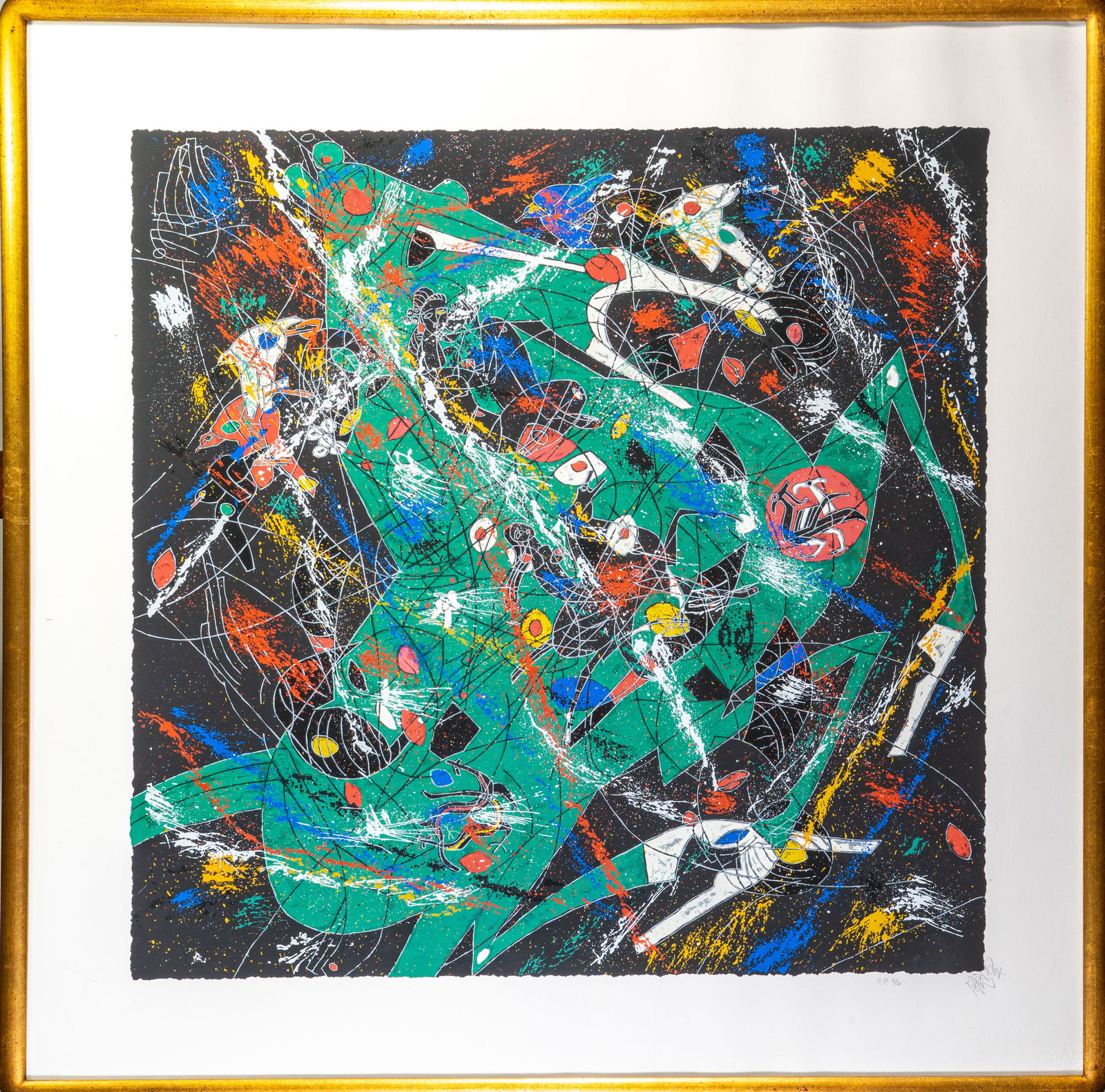 Jiang Tiefeng (Chinese, b. 1938) Serigraph in Colors titled "Green Horse"