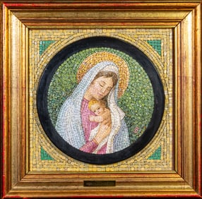 Vincenzo Renzi (Italian, 20th c.) Micro Mosaic Madonna & Child.