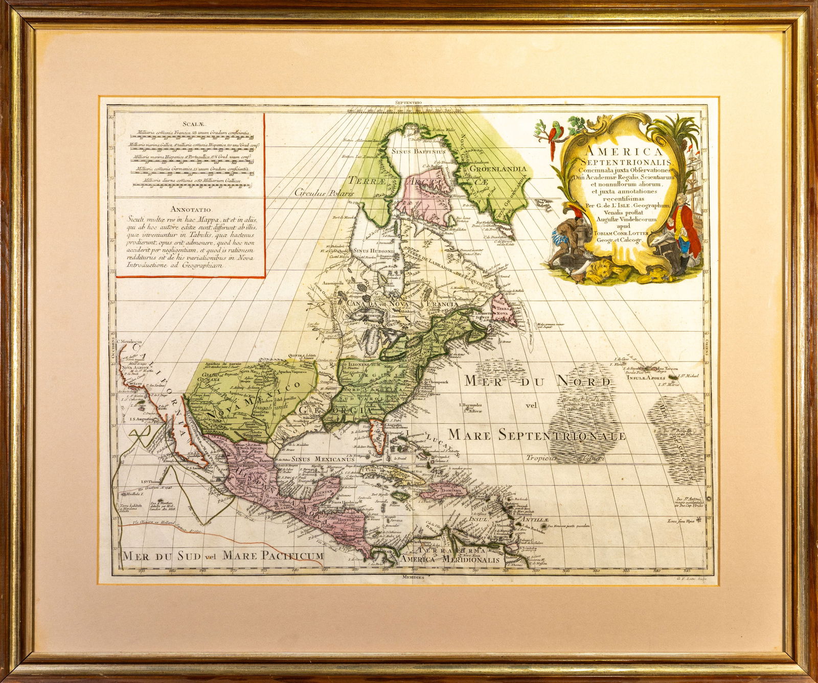 Early AMERICA SEPTENTRIONALIS MAP by Lotter (1 of 9)
