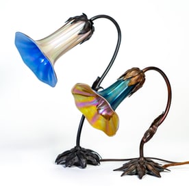Three John Cook Lily Lamps