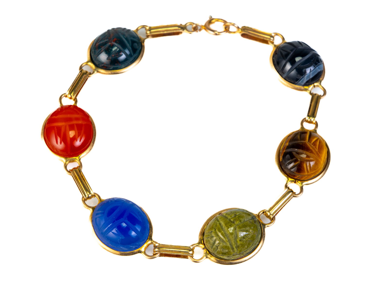 14k Gold Six Scarab Bracelet