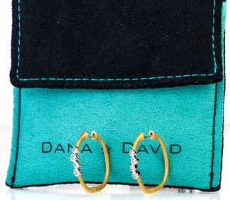 18k Scribble Cluster Diamond Hoop Earrings by David Melnick