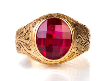 14k Synthetic Ruby Ring