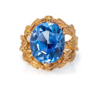 14k Synthetic Blue Spinel Ring
