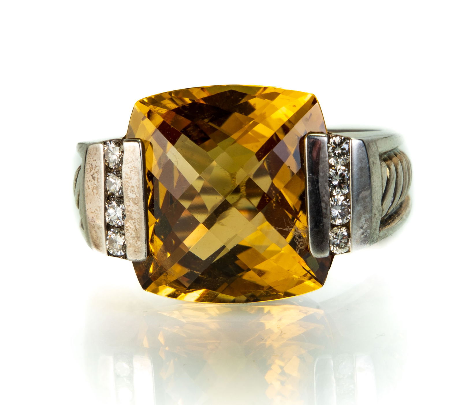 David Yurman Sterling Silver Diamond and Citrine Ring (1 of 5)