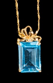 14k Chain with Blue topaz Stone