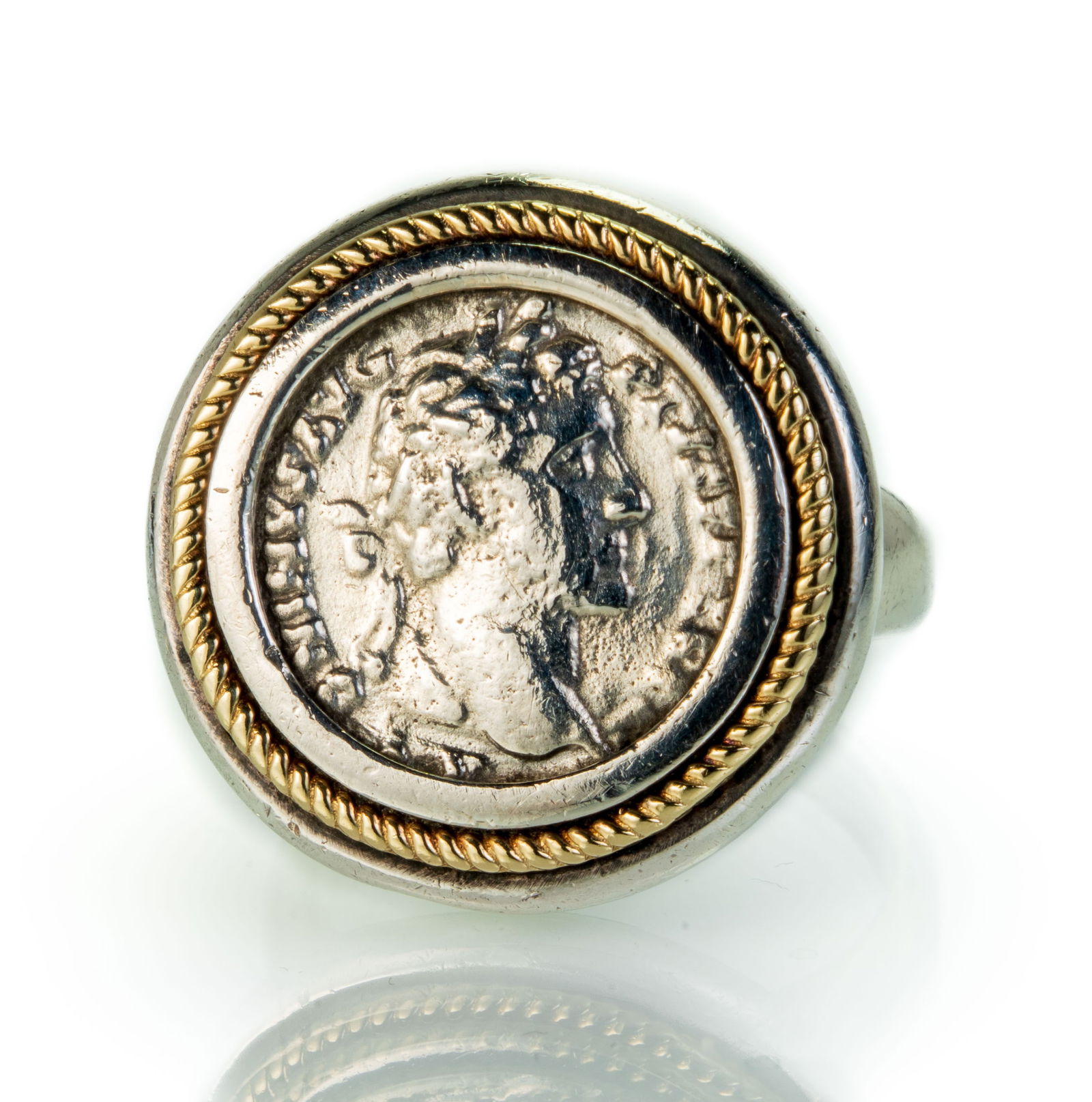 14k White Gold Ring with Roman Coin (1 of 5)