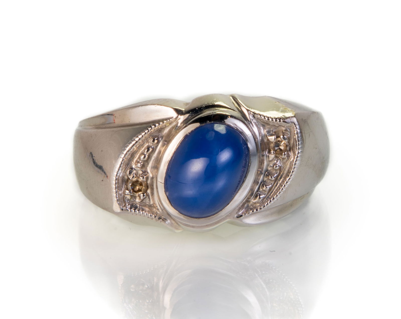 14k White Gold Star Sapphire and Diamond Ring (1 of 5)