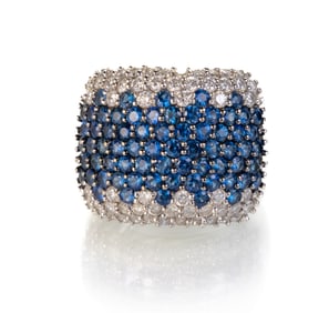 14k White Gold Diamond Sapphire Ring