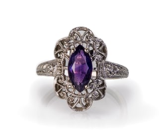 14k White Gold Amethyst Ring