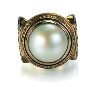 Konstantino 18k Gold and Silver Ring with Mabe Pearl