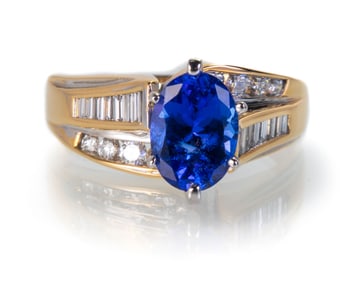 14k Tanzanite and Diamond Ring