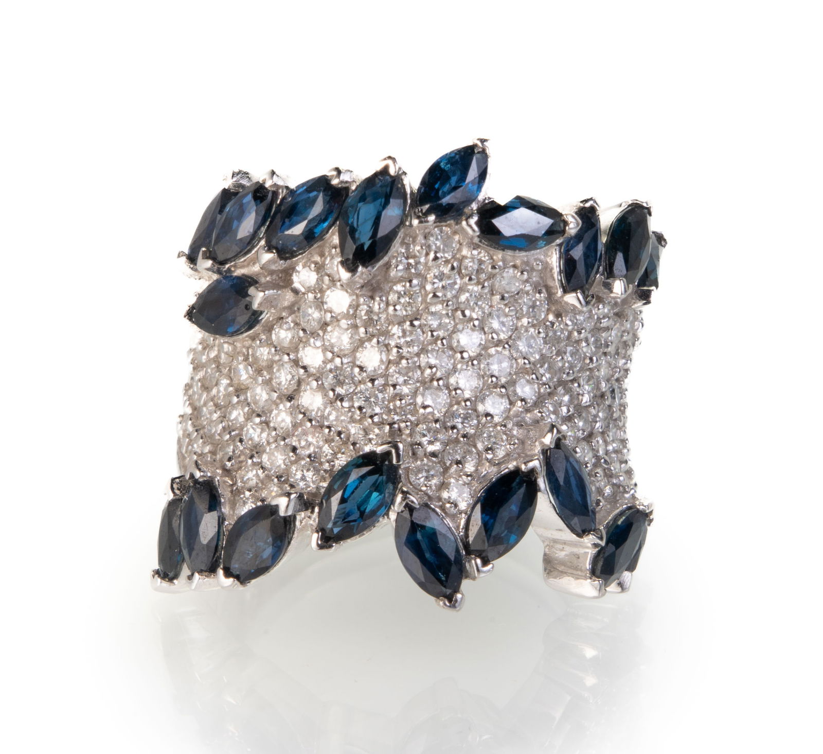 14k Effy BH White Gold Pave Diamond and Sapphire Ring (1 of 6)