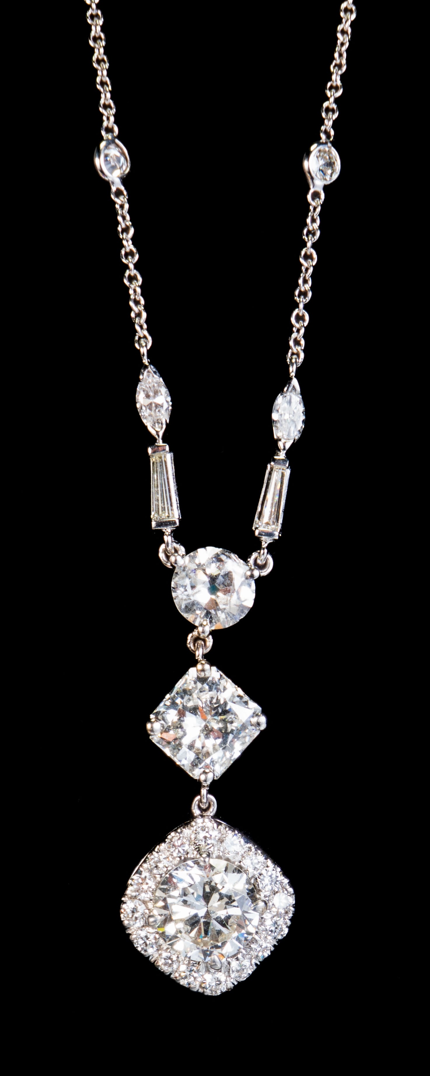 18k White Gold George Press Diamond Pendant Necklace (1 of 4)
