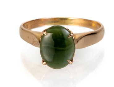 14k Yellow Gold Jade Ring