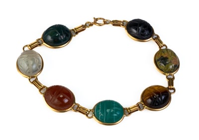 14k Gold Seven Scarab Bracelet