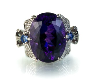 Michael Valitutti 14k White Gold Amethyst Cocktail Ring