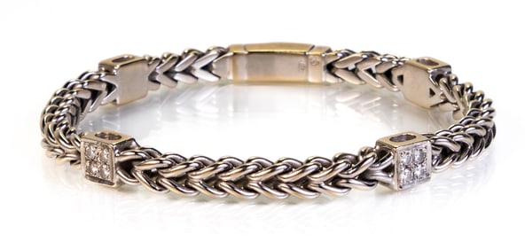 14k White Gold Diamond Station Bracelet
