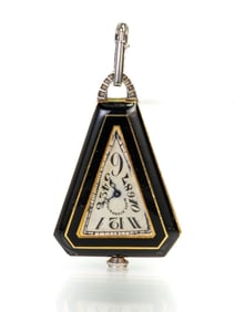 Art Deco Onyx and Diamond Watch Pendant