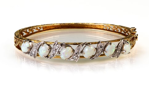 14k Opal Bangle Bracelet