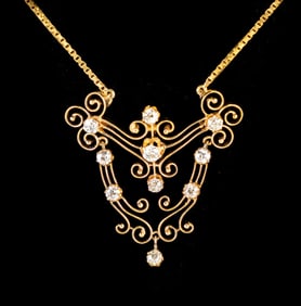 18k Chain with 14k Gold and Diamond Pendant