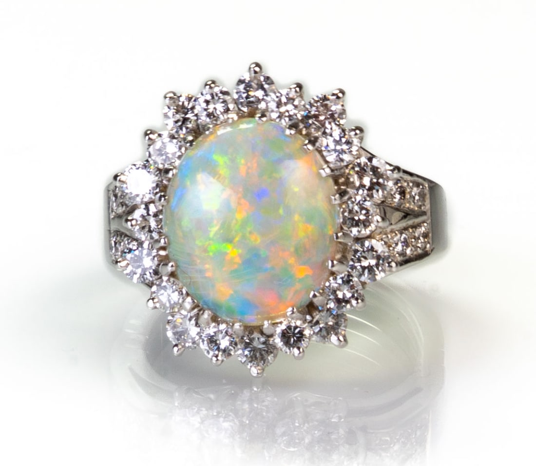 14k White Gold Diamond and Opal Ring (1 of 6)