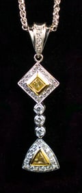 14k White Gold Chain with 18k Diamond Pendant