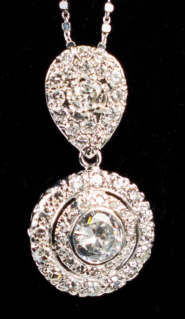 14k White Gold Diamond Slide Pendant Necklace (1 of 5)