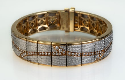Michael Bondanza 18k Yellow Gold and Platinum Diamond Bracelet