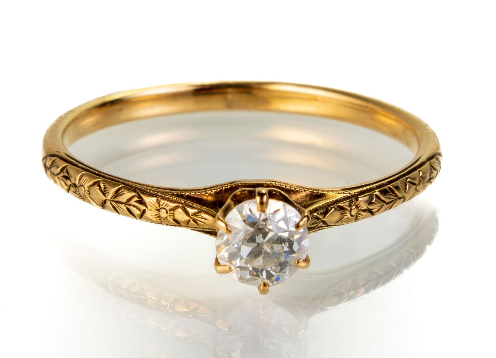 Antique 14k Yellow Gold Diamond Ring (1 of 5)