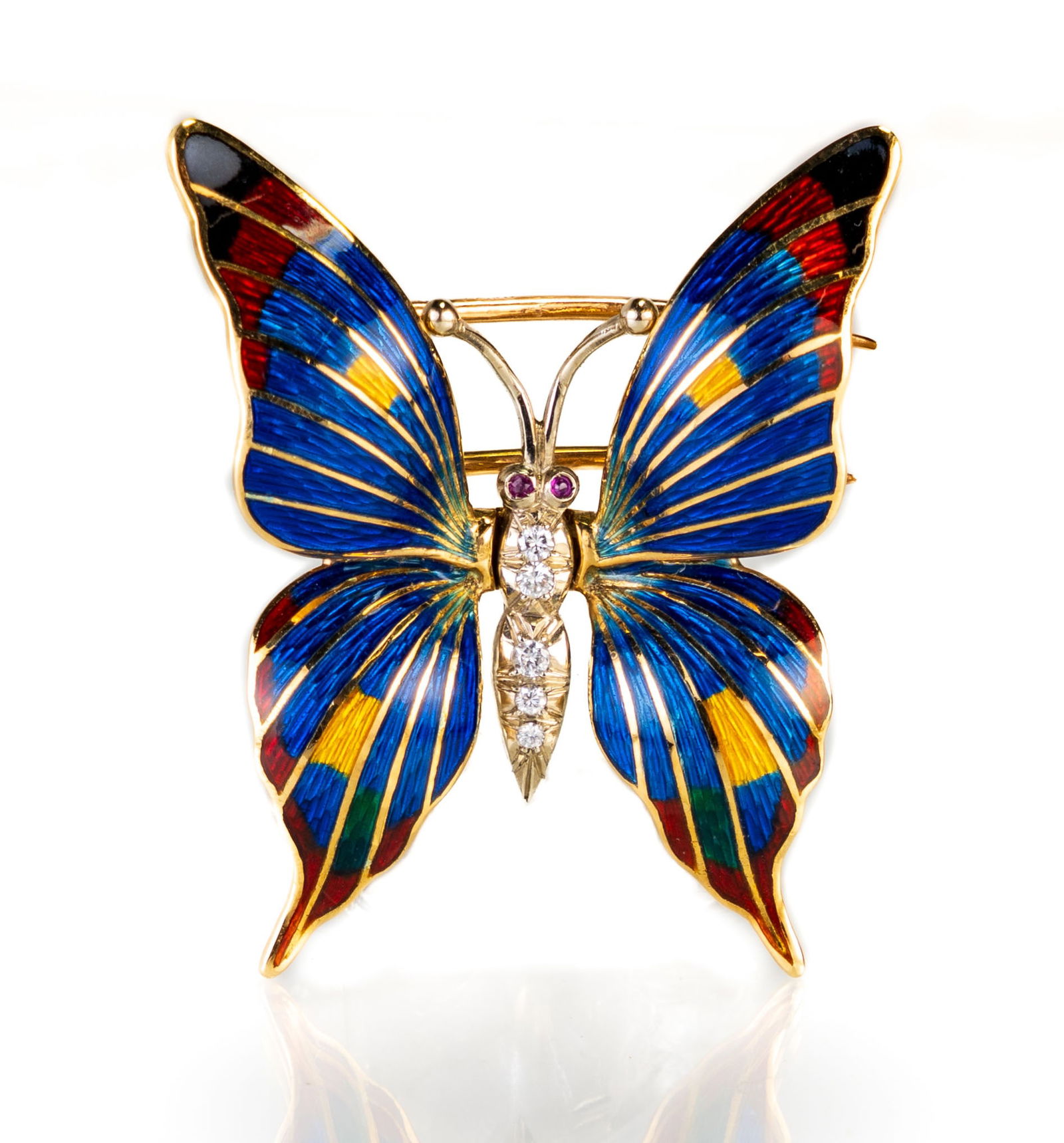 18k Yellow Gold Enamel Butterfly Brooch (1 of 2)